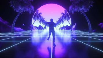 robot runing synthwave cyberpunk ciclo continuo video