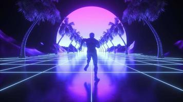 Roboter rennen Synthwave Cyberpunk Schleife video