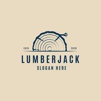 lumberjack vintage logo minimalist vector illustration design