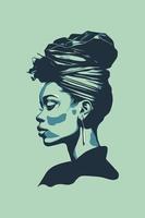 Black woman side view, vector silhouette