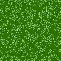 seamless leaf line pattern isolated on green background, ideal for gift wrapping, carpet, wallpaper, etc vector