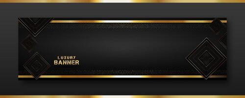 black background. rectangular luxury banner. shiny gold texture and frame. vector