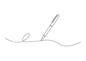 One continuous line of pen writing on a sheet. Vector illustration