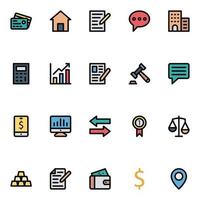 Filled outline icons for Banking and finance. vector