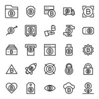 Outline icons for bitcoins. vector