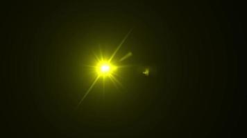 Yellow flare light animation. Optical lens flare effect video