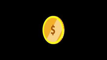 3d Dollar Münze Schleife Animation auf schwarz Hintergrund video