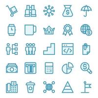 Filled blue outline icons for Business management and growth. vector