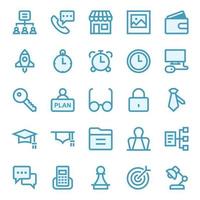 Filled blue outline icons for Business management and growth. vector