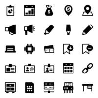 Glyph icons for Business, office and internet. vector