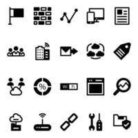 Glyph icons for data analytics. vector