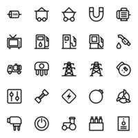 Outline icons for energy and power. vector