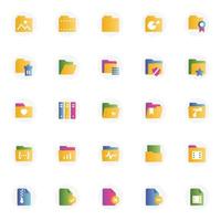 Gradient color icons for File and folder. vector