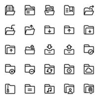 Outline icons for File and folder. vector