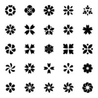 Glyph icons for flowers. vector