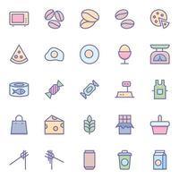 Filled color outline icons for Food. vector