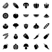 Glyph icons for Food. vector