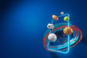 3d football object design. realistic rendering. abstract futuristic background. 3d illustration. motion geometry concept. sport competition graphic. tournament game bet content. soccer ball element. photo