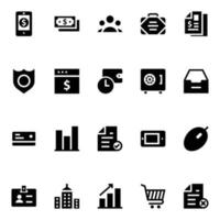 Glyph icons for Banking and finance. vector