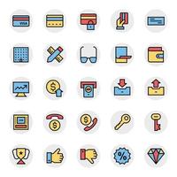 Filled color outline icons for Business, office and internet. vector