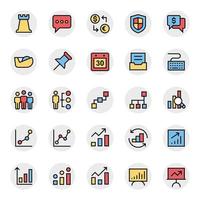 Filled color outline icons for Business, office and internet. vector