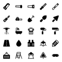 Glyph icons for construction. vector