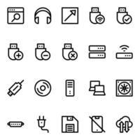 Outline icons for computer hardware. vector