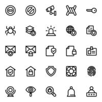 Outline icons for cyber security. vector