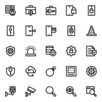 Outline icons for crime and security. vector