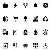 Glyph icons for Ecology and environment. vector