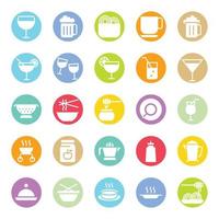 Circle color glyph icons for Food. vector