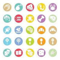 Circle color glyph icons for Food. vector