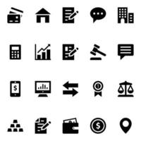 Glyph icons for Banking and finance. vector