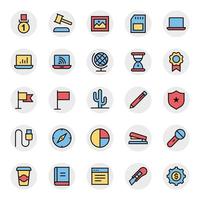 Filled color outline icons for Business, office and internet. vector