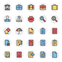 Filled color outline icons for Business, office and internet. vector