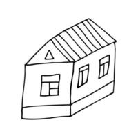 Vector outline doodle house. Isolated linear building on white