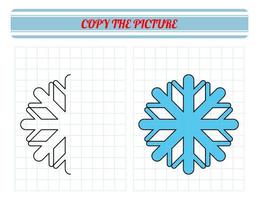 Repeat the picture. Coloring book for kids. Children's education. Snowflake vector