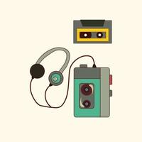 Retro style vector illustration of a vintage cassette player