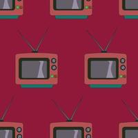 Vector seamless pattern in retro style with vintage TV sets. Background, wallpaper, banner, paper or textile print