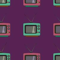 Vector seamless pattern in retro style with vintage TV sets. Background, wallpaper, banner, paper or textile print