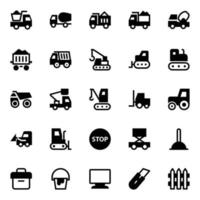 Glyph icons for construction. vector