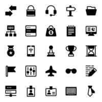 Glyph icons for digital marketing. vector