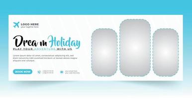 Travel facebook cover web banner design template vector