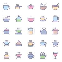 Filled color outline icons for Food. vector