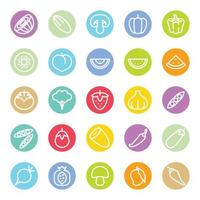 Circle color outline icons for Food. vector