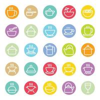 Circle color outline icons for Food. vector