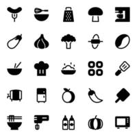 Glyph icons for food. vector