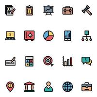 iconos de contorno rellenos para banca y finanzas. vector