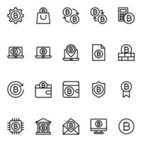 Outline icons for bitcoins. vector