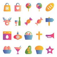 Gradient color icons for Christmas and easter. vector